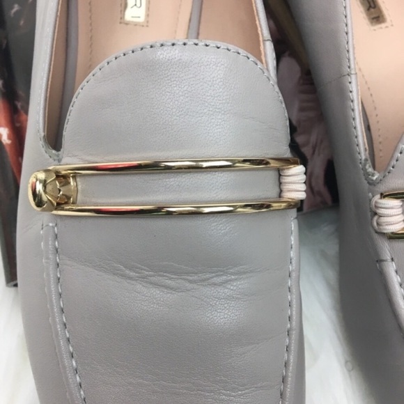 Tahari Salty Leather Gold Clamp Flat Loafers - Picture 7 of 8